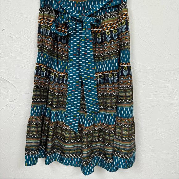 What Comes Around Goes Around Anthro Mixed Print Tiered Mini Dress Womens 4 - Picture 4 of 10